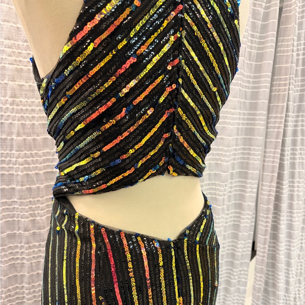 Johnathan Kayne Black and Multicolor Sequin Gown - Picture 7 of 8